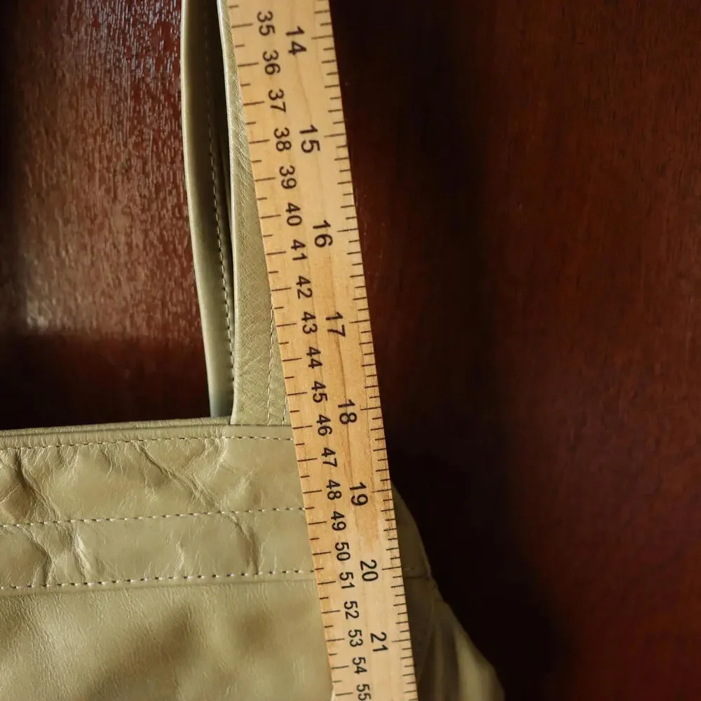 Vtg Brandless Genuine‎ Leather Crossbody Bag Light Sage Green